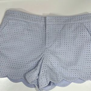 Womens Club Monaco Periwinkle Scalloped Hem Eyelet Shorts